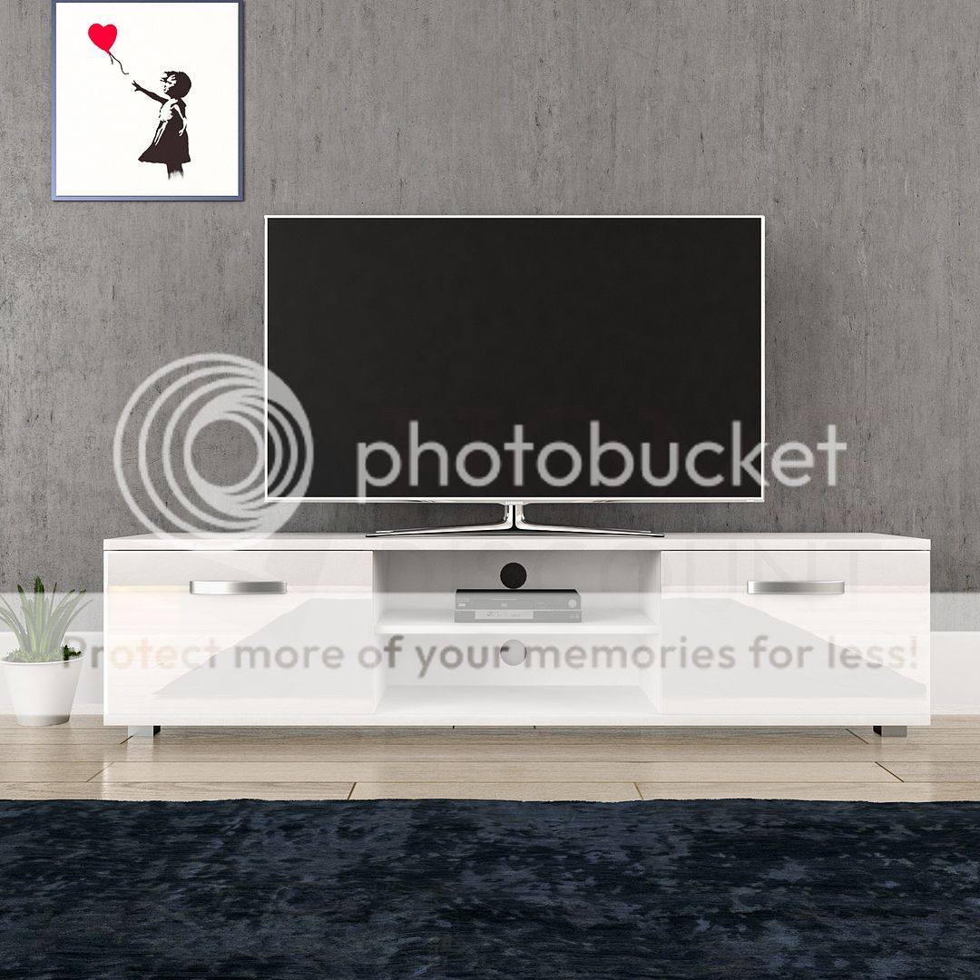 White TV Unit Cabinet Stand LED Modern Furniture MDF Gloss Matte Entertainment
