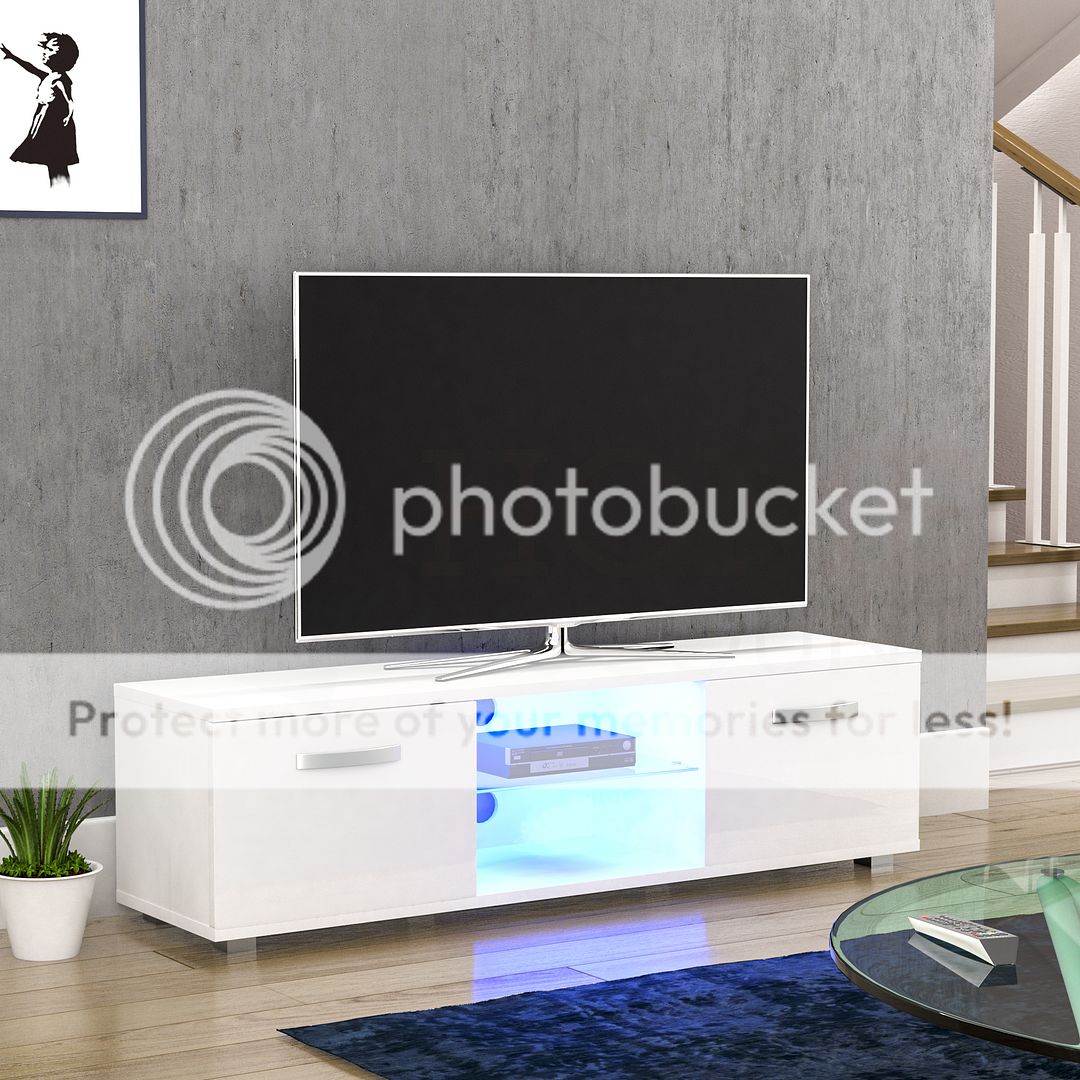 White TV Unit Cabinet Stand LED Modern Furniture MDF Gloss Matte Entertainment